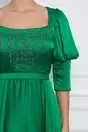 Rochie Bianca verde cu strasuri la bust si curea in talie