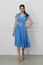 Rochie bleu cu catarama stralucitoare in talie