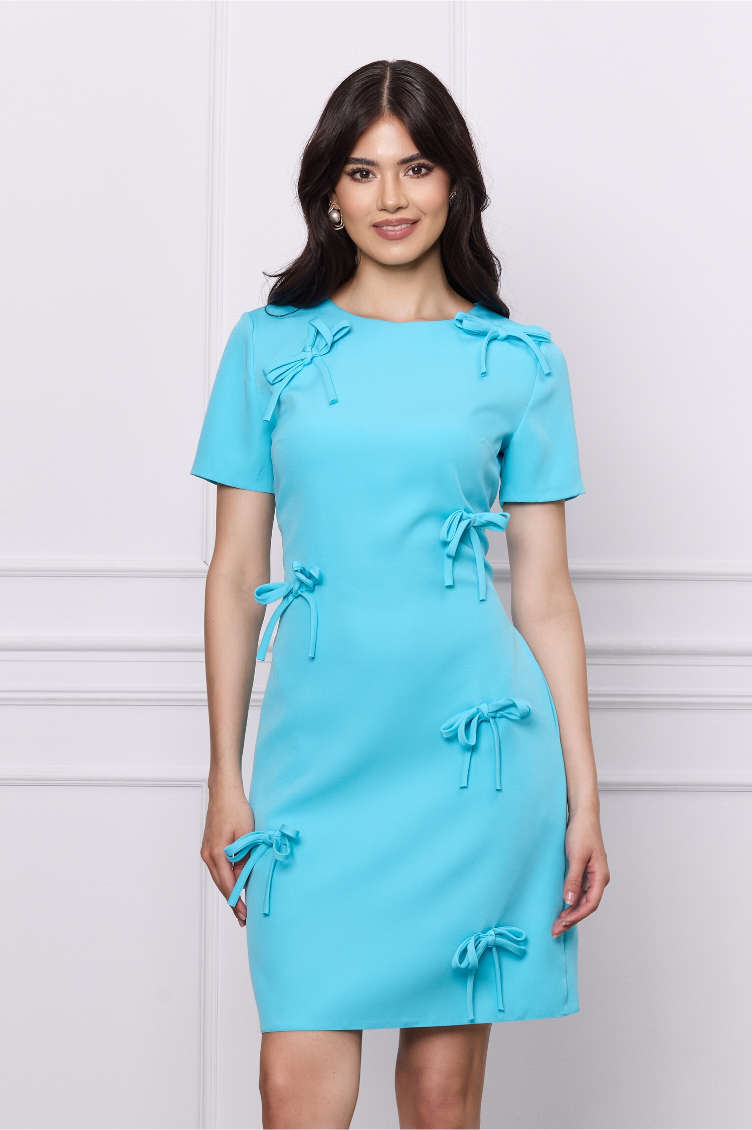 Rochie bleu cu fundite