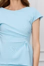 Rochie bleu cu peplum si volan pe fusta