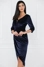 Rochie bleumarin din catifea cu insertii din fir lurex