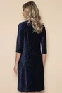 Rochie eleganta bleumarin din velur cu funda din satin