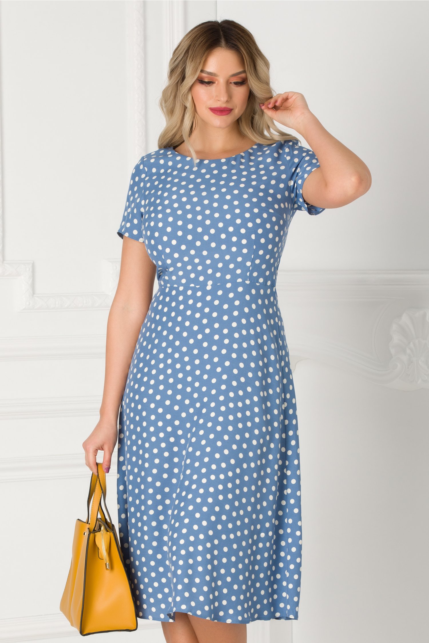 Rochie Borra bleu cu buline albe