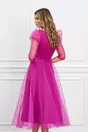 Rochie Briana fucsia din organza cu strasuri pe bust