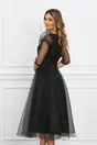 Rochie Briana neagra din organza cu strasuri pe bust