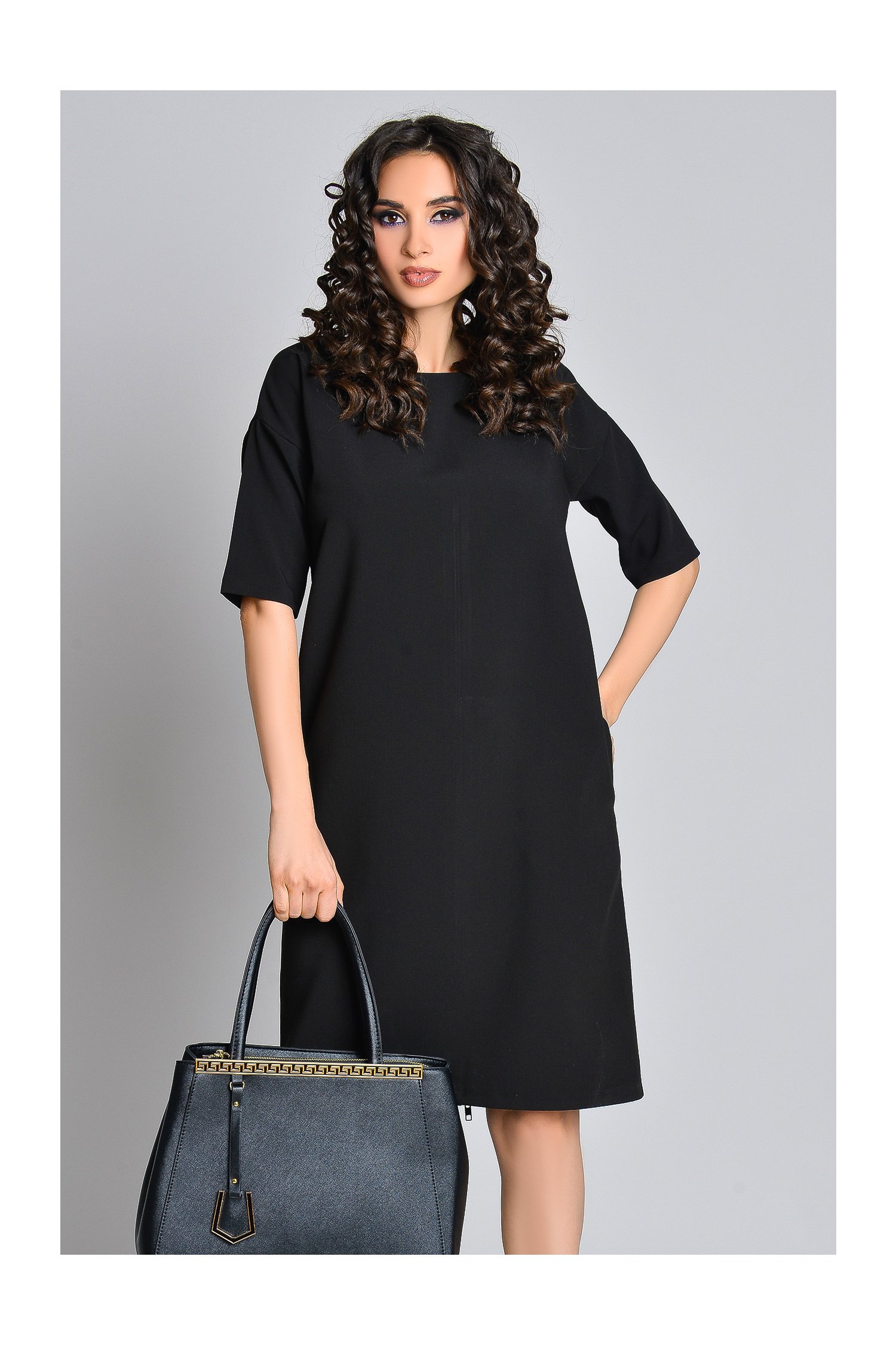 Rochie Brise neagra office cu fermoar la spate
