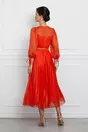 Rochie Carina orange plisata cu broderie pe bust