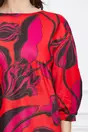 Rochie Carmen rosie cu imprimeuri fucsia si maro