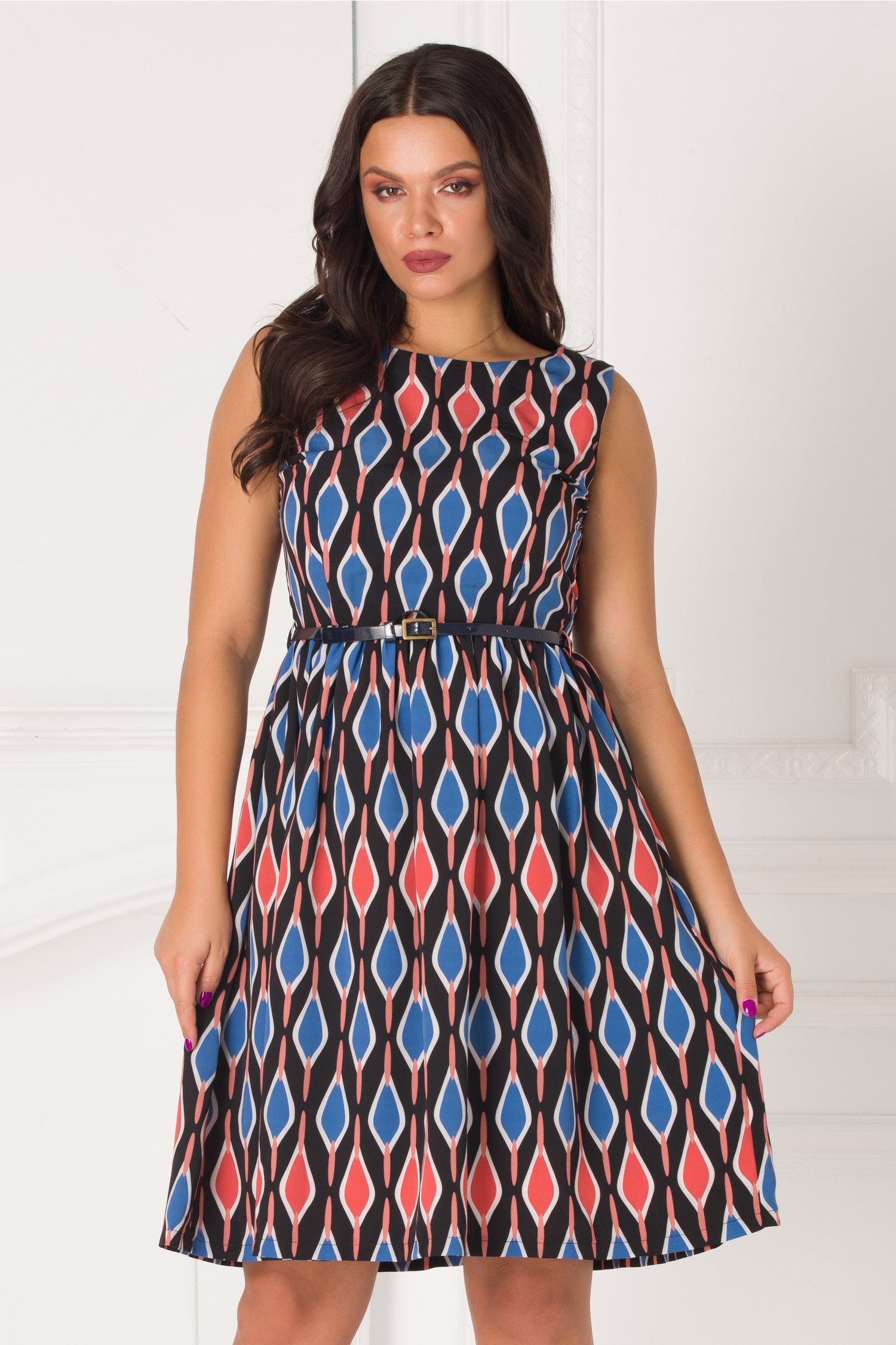 Rochie casandra din triplu voal imprimat