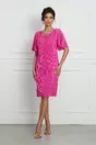Rochie Corina fucsia plisata cu accesoriu la decolteu