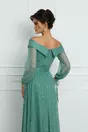 Rochie Cristina verde mint lunga cu maneci lungi si slipici