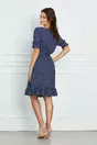 Rochie Daria bleumarin cu buline si elastic in talie