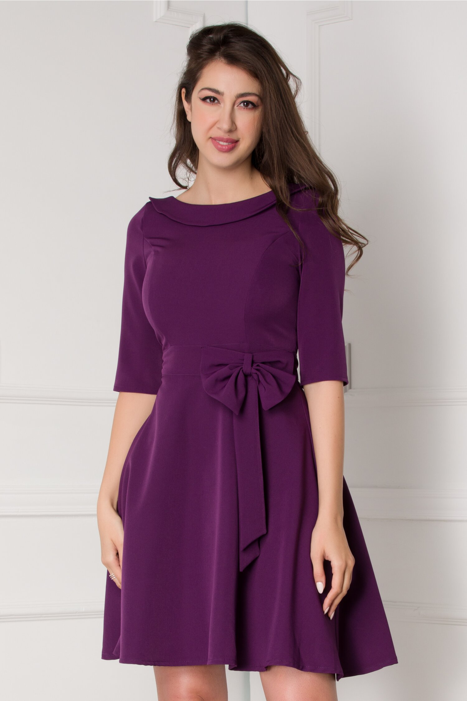 Rochie Daria mov cu funda maxi in talie