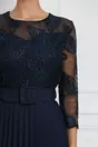 Rochie Dariana bleumarin cu glitter la bust si fusta plisata