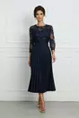 Rochie Dariana bleumarin cu glitter la bust si fusta plisata