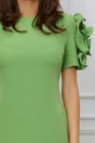 Rochie de ocazie verde fistic cu flori maxi pe maneci