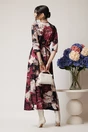 Rochie de zi din viscoza cu imprimeuri fucsia si bej
