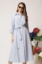 Rochie de zi tip camasa din bumbac gri cu cordon in talie