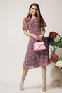 Rochie de zi vaporaosa din voal cu imprimeuri florale roz