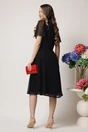 Rochie de zi vaporaosa din voal neagra cu maneci scurte