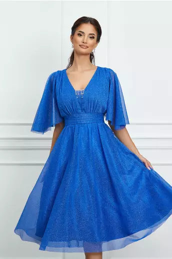 Rochie Delia albastra cu glitter