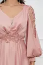Rochie Denisa roz accesorizata cu perlute