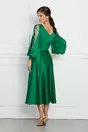 Rochie Denisa verde accesorizata cu perlute