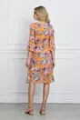 Rochie Diana orange cu imprimeuri florale lila