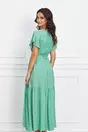 Rochie Diana verde cu buline si snur reglabil in talie