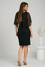 Rochie DY Fashion eleganta din dantela neagra cu flori si maneci din voal