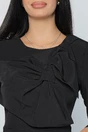 Rochie din stofa neagra cu funda maxi pe bust