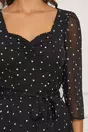 Rochie Dora neagra cu stelute albe si cordon in talie