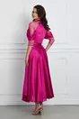 Rochie Dorina fucsia de ocazie cu aplicatii stralucitoare pe bust