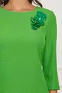 Rochie Dorina verde crud cu aplicatie florala