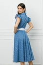 Rochie DY Fashion albastra cu buline si cordon in talie