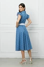 Rochie DY Fashion albastra cu buline si cordon in talie