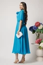 Rochie DY Fashion eleganta din voal albastra lunga cu accesoriu la bust
