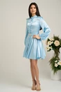 Rochie Dy Fashion bleu cu buline si curea in talie