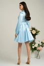 Rochie Dy Fashion bleu cu buline si curea in talie