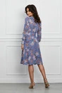 Rochie Dy Fashion bleu cu flori roz si cordon in talie