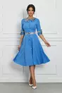 Rochie Dy Fashion bleu cu imprimeu si nasturi