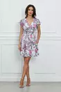 Rochie Dy Fashion bleu cu imprimeuri florale roz