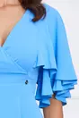 Rochie Dy Fashion bleu cu maneca dubla si crepeu