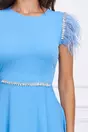 Rochie Dy Fashion bleu cu pene si strasuri