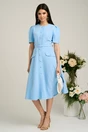 Rochie Dy Fashion bleu de zi cu nasturi si curea in talie