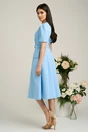 Rochie Dy Fashion bleu de zi cu nasturi si curea in talie