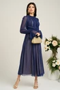 Rochie Dy Fashion bleumarin de ocazie din tull fin