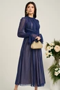 Rochie Dy Fashion bleumarin de ocazie din tull fin