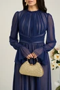 Rochie Dy Fashion bleumarin de ocazie din tull fin