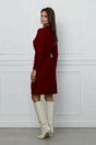 Rochie Dy Fashion bordo din catifea cu nasturi pe lateral